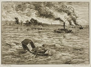 Os Barcos a Vapor (Steamy Harbor) de Charles Francois Daubigny