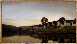 Aldeia perto de Bonnieres Pintura de Charles Francois Daubigny (1817-1878) 1861 Colecção privada. de Charles Francois Daubigny