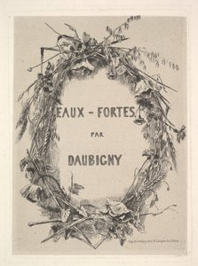 Coroa de flores silvestres, título de Eaux-Fortes par Daubigny, 1850. de Charles Francois Daubigny