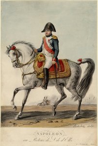Napoleão Voltando da Ilha de Elba - Levachez, Charles Francois Gabriel (ativo 1760-1820) - 1815 - Litografia, aquarela - 38,3x25,3 - Coleção Privada
