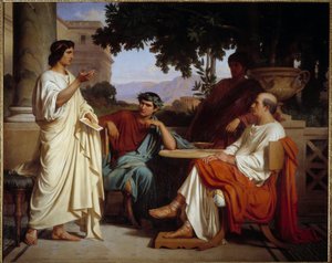 Virgile, Horace e Varius na Mecene Painting de Charles Francois Jalabert (1819-1901) 1846 Nimes, musee des Beaux Arts - Virgil, Horace e Varius na casa de Mecene. Pintura de Charles François Jalabert (1819-1901) 1846. Museu de Belas Artes, Nimes, França