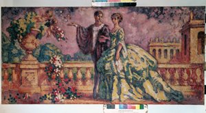"O Passeio" (La promenade) Uma cena galante de um casal (século XIX) a caminhar num beco do parque. Pintura de Charles Guerin (1875-1939) 1911 Dim. 73,4x92,3 cm Museu Hermitage, São Petersburgo (São Petersburgo) DR