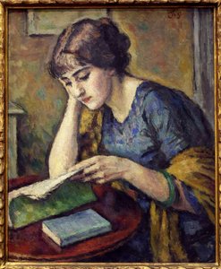 A ler. Pintura de Charles Guerin (1875-1939), Oil On Canvas