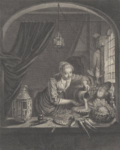 Leiteira após a pintura de G.Dou no Gabinete do Sr. Poullain, meados do século XVII. de Charles François Adrien Macret