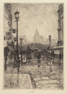 Rainy Day, Broadway, provavelmente 1890. de Charles Frederick William Mielatz