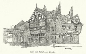 Pousada Bear and Billet, Chester (litografia) de Charles George Harper
