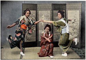 Uma dança de família no Japão, c1890