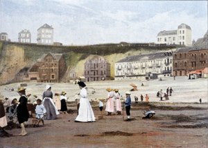 Na praia. Gravura de Gillot por volta de 1900.