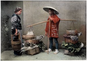Comerciante de legumes no Japão, c1890