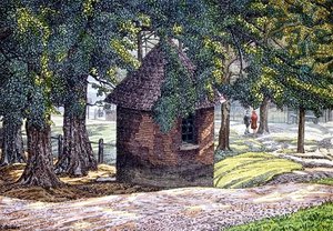 Junto às Lagoas, Hampstead (caneta e tinta com lavagem) de Charles Ginner