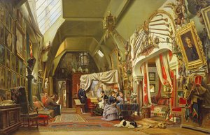 Eugene Giraud (1806-81) em seu estúdio com seu irmão, Charles e seu filho, Victor
