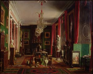 Interior do Escritório de Alfred Emilien (1811-92) Conde de Nieuwerkerke, Diretor Geral dos Museus Imperiais, no Louvre, 1859