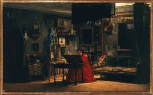 A princesa Mathilde (1820-1904) no seu estúdio, rue de Courcelles, cerca de 1860 (óleo sobre tela) de Charles Giraud