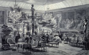 Jardim de Inverno da Princesa Mathilde, desenho com tinta cinza e guache de Charles Giraud (1819-1892) de Charles Giraud