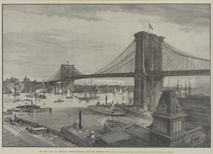 A ponte de suspensão de Nova York e Brooklyn do lado do Brooklyn, final do século XIX de Charles Graham