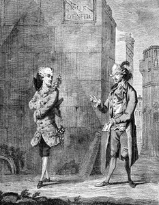 Um Petit Maitre francês e seu Valet, final do século XVIII.