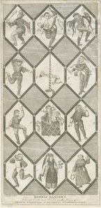 Janela de Vidro Betley - Morris Dancers: gravura, nd [?18 cent] (imprimir) de Charles Grignion