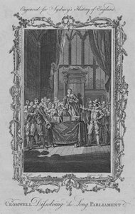 Cromwell dissolvendo o Parlamento Longo, 1773. de Charles Grignion