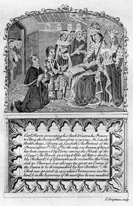 Earl Rivers apresenta seu livro ao rei Edward IV, c1477, final do século XVIII ou início do século XIX de Charles Grignion