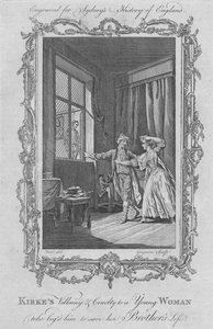 Vilania e crueldade de Kirkes para uma jovem que o implorou para salvar a vida de seus irmãos, 1773. de Charles Grignion