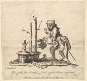 Tailpiece ao catálogo das imagens expostas no jardim da mola, 7 de maio de 1761. de Charles Grignion