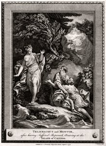 Telêmaco e Mentor, depois de terem sofrido um naufrágio, chegam à Ilha de Calypso, 1774