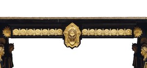 Mesa Napoleão III, projetada por Jean Brandely, marchetaria de E. Varlot, Paris, c.1850-75 (ormolu, cobre dourado, ébano e sicômoro) de Charles Guillaume Diehl