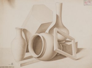 Estudo [Vasos, quadrados e hexágonos], c.1881 (desenho de lavagem)