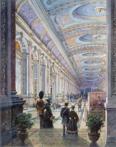 Interior elaborado da estação, 1883 (wc no papel) de Charles H. Driver