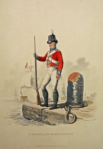 Um soldado do Royal Marines, gravado por Joseph Constantine Stadler, publicado em 1815 (aquatint) de Charles Hamilton Smith