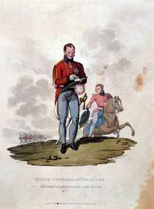 Major-General de Infantaria Cavaleiro Comandante do Banho, de "Figurinos do Exército do Império Britânico, de acordo com os últimos regulamentos 1812", gravados por JC Stadler, publicado por Colnaghi und Co. de Charles Hamilton Smith