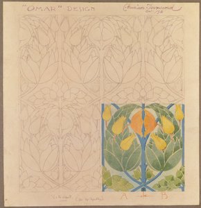 Omar, projeto para uma toalha de seda e lã, 1898 (seda e lã) de Charles Harrison Townsend