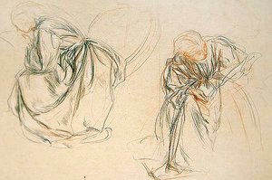Estudos de leitura de uma mulher sentada (papel) de Charles Haslewood Shannon