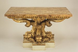 Mesa de console, atribuída a Marsh & Tatham, c.1805 (madeira, parcela dourada e jaspe) de Charles Heathcote attr.to Tatham