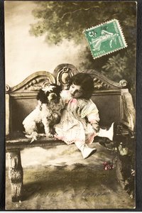 Cartão postal antigo/ Ano Novo Feliz/Desejo/Criança de Augustus Kollner