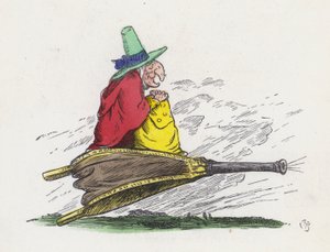 A velha bruxa do tempo (gravura colorida)