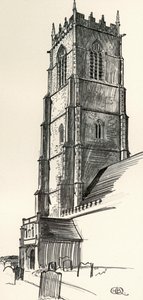 Uma torre de igreja perpendicular, Winterton, Norfolk, 1931