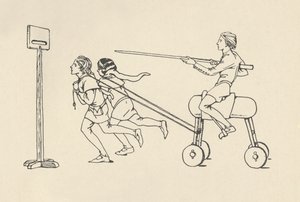 Meninos brincando no Riding no Quintain Romance de Alexander, por volta de 1340. Bodleian, 1931 de Charles Henry Bourne Quennell