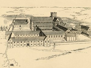Exterior do mosteiro beneditino, 1931 de Charles Henry Bourne Quennell