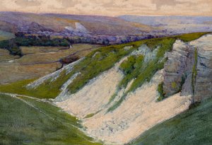 O poço de giz, Sussex (aguarela) de Charles Herbert Rogers