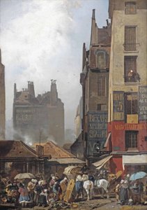 Souvenir de Paris: um dia agitado num mercado parisiense