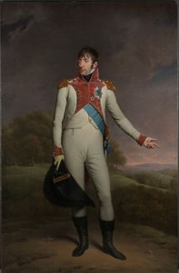 Retrato de Luís Napoleão, rei da Holanda Luís Napoleão (1778-1846), rei da Holanda de 1806 a 1810, com uniforme de salva-vidas a pé, decorado com a Grã-Cruz da Ordem Real da União da Holanda e a Cruz de Oficiais da L. de Charles Howard Hodges
