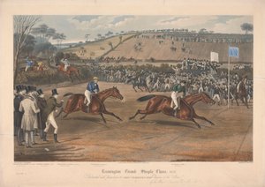 Um de um conjunto de quatro: Leamington Grand Steeple Chase ... 1837. Prato 4. Marqs de Waterford em Monarch ... de Charles Hunt