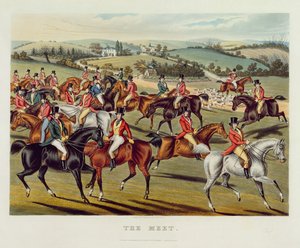 &39;The Meet&39;, prato I de &39;Fox Hunting&39;, 1838 (aquatinta colorido à mão)
