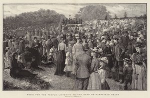 Música para as pessoas ouvindo a banda em Hampstead Heath