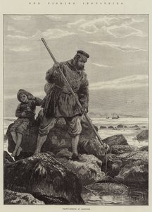 Nossas indústrias pesqueiras, pesca com camarão em Hastings de Charles J. Staniland