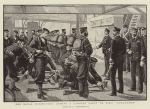 As manobras navais, armando uma festa de desembarque no HMS Conqueror de Charles J. Staniland