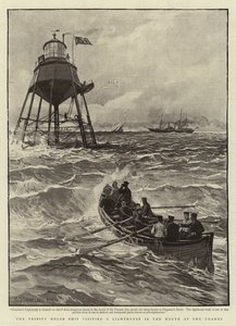 O navio da casa da trindade que visita um farol na boca do Tamisa de Charles J. Staniland
