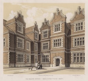 Antiga casa senhorial, Hollingbourne, Kent (cor litho) de Charles James Richardson