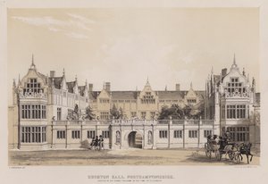 Rushton Hall, Northamptonshire, erigido por Sir Thomas Tresham, no tempo de Elizabeth (cor litho) de Charles James Richardson